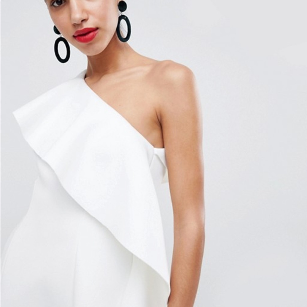 ASOS One Shoulder Ruffle A line Midi